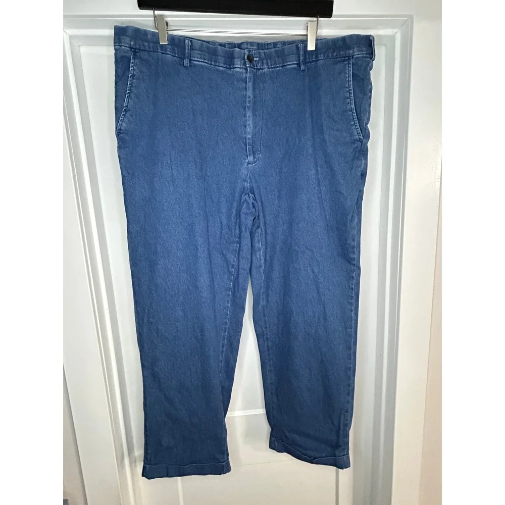 Orvis Sporting Traditions Mens Blue Denim Chino Pants 44x29 Stretch Cotton - Picture 1 of 9